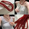 2024 National Wind Red Glass Pendant Necklace - Lightweight, Luxurious Clavicle Chain for Women