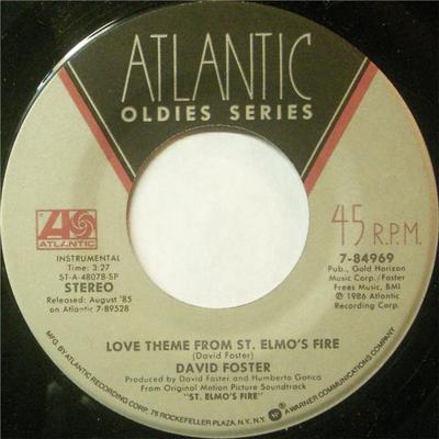 7-Zoll Schallplatte DAVID FOSTER - Liebesthema aus St. Elmo's Fire 784969 Atlantic 1986 US Klassisch Gebraucht