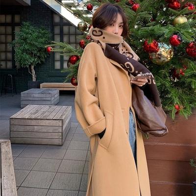 Jesienno-zimowy damski dwustronny płaszcz kaszmirowy, długi odcinek z eleganckim temperamentem