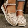 Large size wedge heel women's sandals summer new bag head woven hollow one-word buckle women's sandals