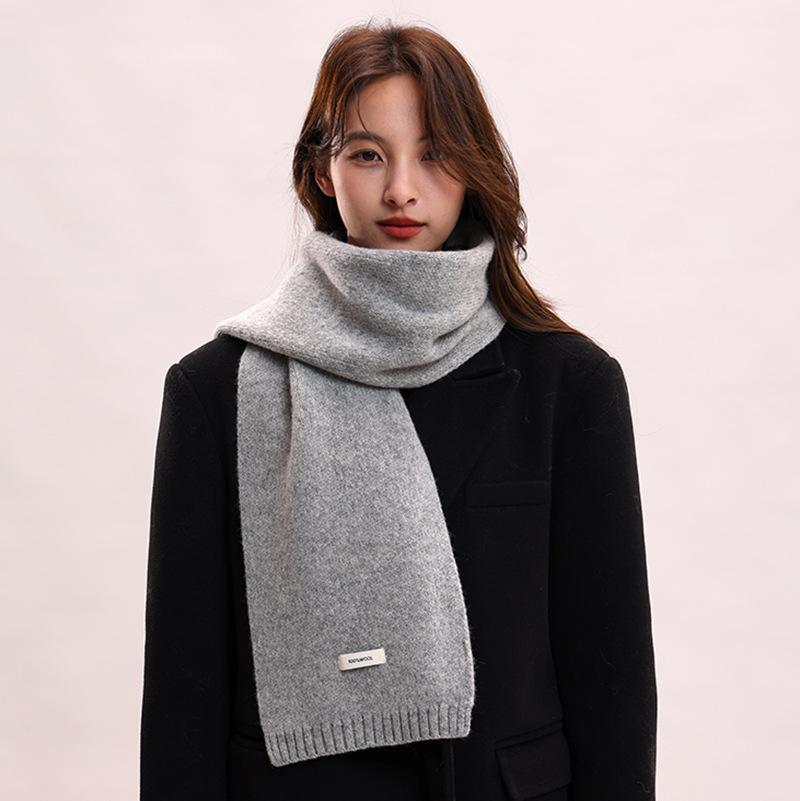 Wool Knitted 100% Cashmere Scarf Female and Male Thickened Scarf Warm Couple Parent-child Model Autumn and Winter Gift
