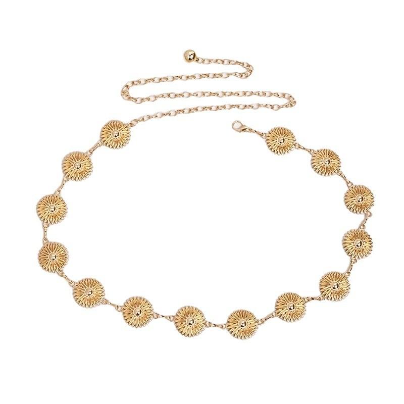 Daisy Decorated Metal Flower Carved Waist Chain Women Fashion Jewelry Waist