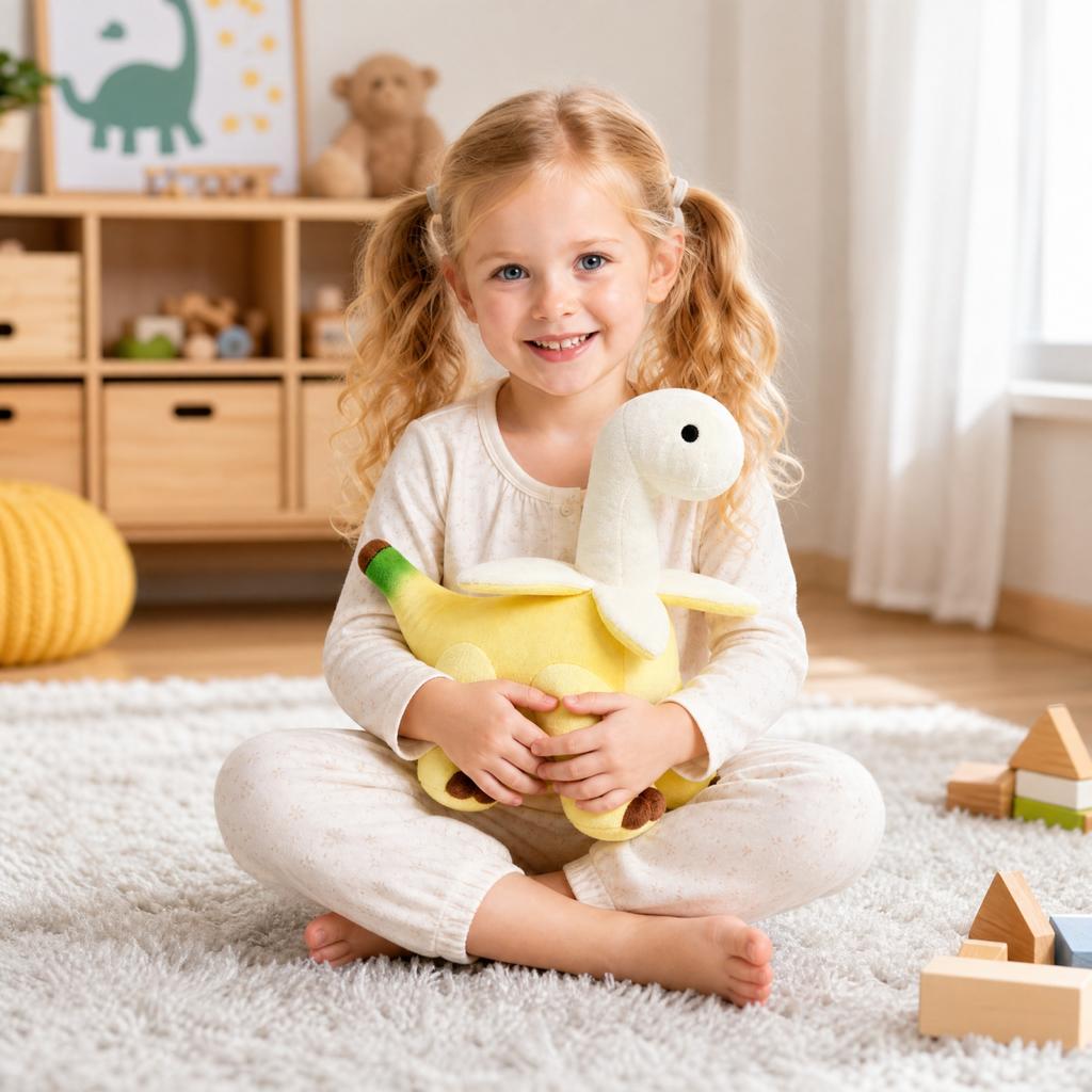 Soft Dinosaur Plush Toy with Peel Collar, Cute Yellow Dinosaur Stuffed Animal, Fun Gift for Kids