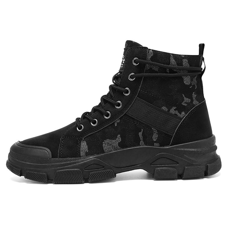 Herren Camouflage High Top Arbeitsstiefel Bequeme Sneaker Outdoor Wanderschuhe Dicke Sohle Rutschfest Langlebig Schnürstiefel Plateau-Stiefel