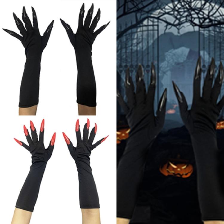 Cool Halloween Gloves Long Section Spooky Claw Dress Up Gloves Fashionable Long Nails Cosplay Halloween Funny Gloves