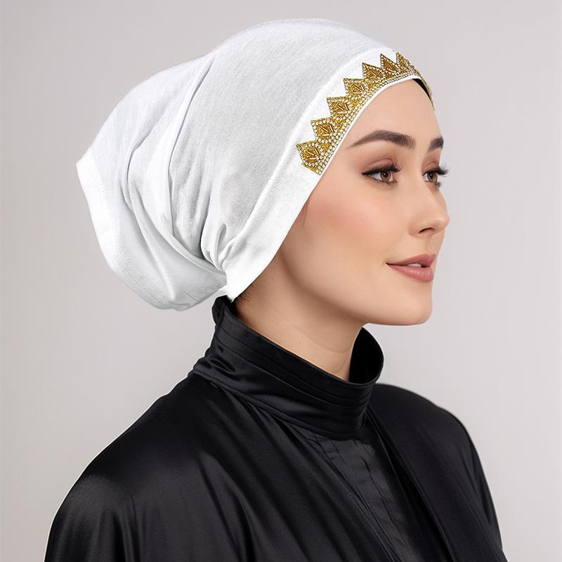 Newest Plain Leaf Diamond Undercap jersey Cotton Inner Hijab Tube Cap Modal Instant Hijab Elastic Bonnet