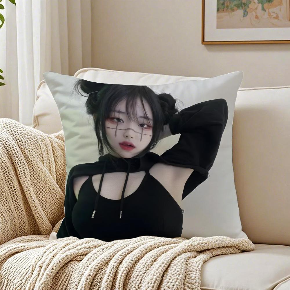 Idol Kpop QWER HHina Cushion Cover Pillowcase Antidustmite Living Room Sofa Decor Cushion Room