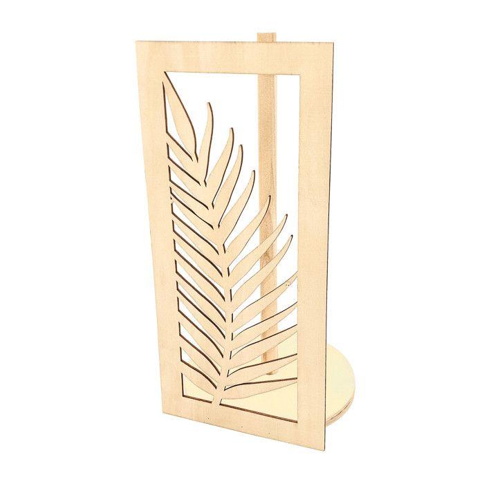 Porte rouleau essuie-tout en bois Déco feuillage 30 cm