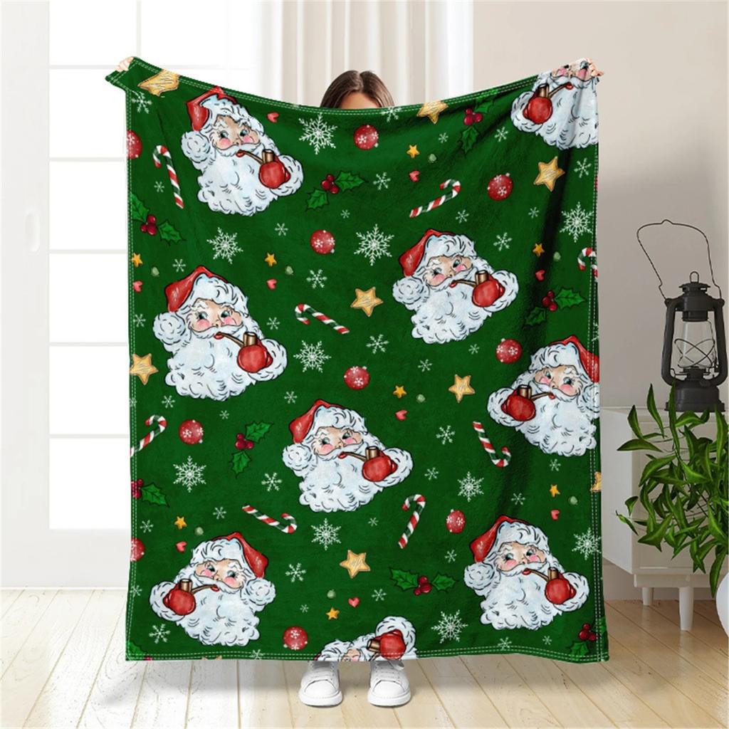 Santa Claus Blanket Christmas Theme Throw Blanket for Girls Boys Gift Super Soft Cozy Flannel Fuzzy Blanket for Couch Sofa Bed