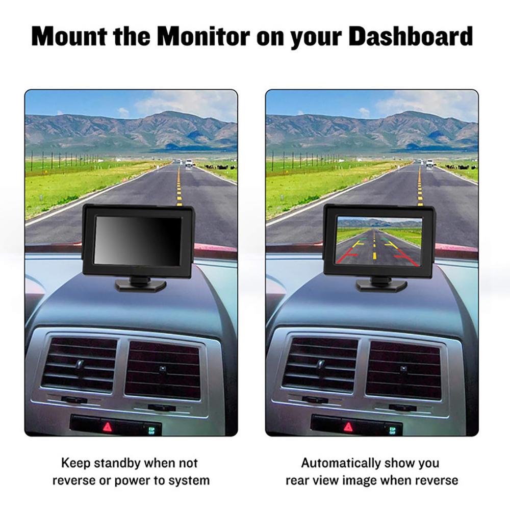 

RH-306 4.3-Inch Screen Car Rear View Backup Mirror Rearview Monitor with HD Square Camera (AV Cable) Type A