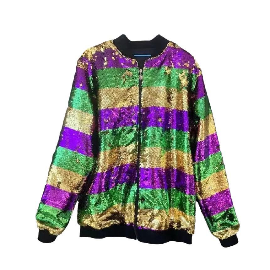 Festive 2023 Multicolor Sequin Gradient Zip Jacket