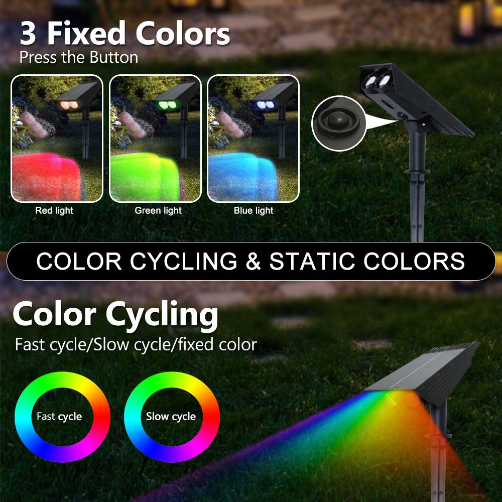 New Solar Spot Lights Outdoor 2LED Solar Zoom Spotlight Waterproof Solar Powered Landscape Light For Outside Yard Garden Tree