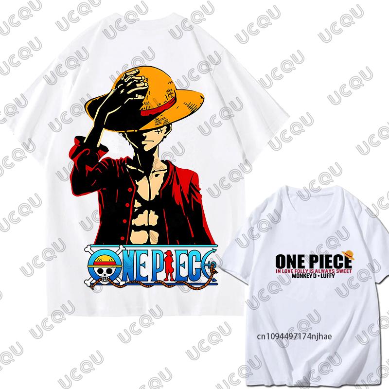 Japanes One Piece Luffy Gear 5 Print Cotton Unisexs T Shirt Summer Short Sleeve Cosplay Clothes Casual Tees Oversized Unisex Tops