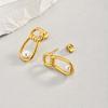 Fashion Irregular Imitation Pearl Earrings Stainless Steel Geometric Twist Texture Earrings for Women Statement Party Jewelry