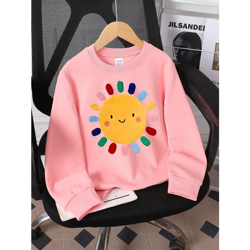 Kids Sweatshirt,Crew Neck Fashion Top, Fun"Happy Sun Face Pattern "patterned Sweatshirt, for Everyday Casual Wear, for All Kinds of Daily Outfits