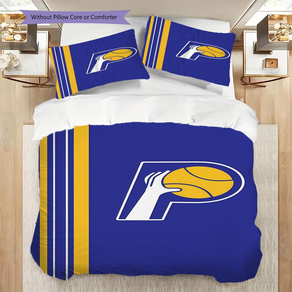 Indiana Pacers Basketball Spirit Bettwäsche(1 Bettbezug + 2 Kissenbezüge, ohne Füllung) Bettbezug und Kissenbezug Weich und bequem Bettwäsche-Set