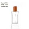 High-Grade Transparent Glass Perfume Bottle with Wooden Lid, 50ml/100ml, Fine Mist for Skincare Decanting