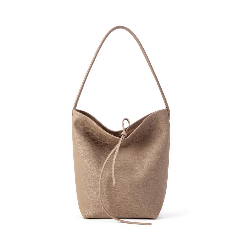 Small Commuter Leather Portable Bucket Bag Lazy Wind Ladies Large Capacity Girls Premium Sense Shoulder Bag Women