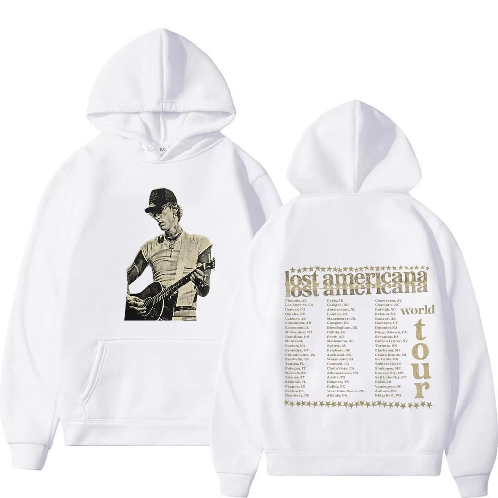 MGK Lost Americana Tour 2026 Print Hoodies Men Women Fashion Hip-hop Pullover Long Sleeves Casual Vintage Printed Sweatshirt
