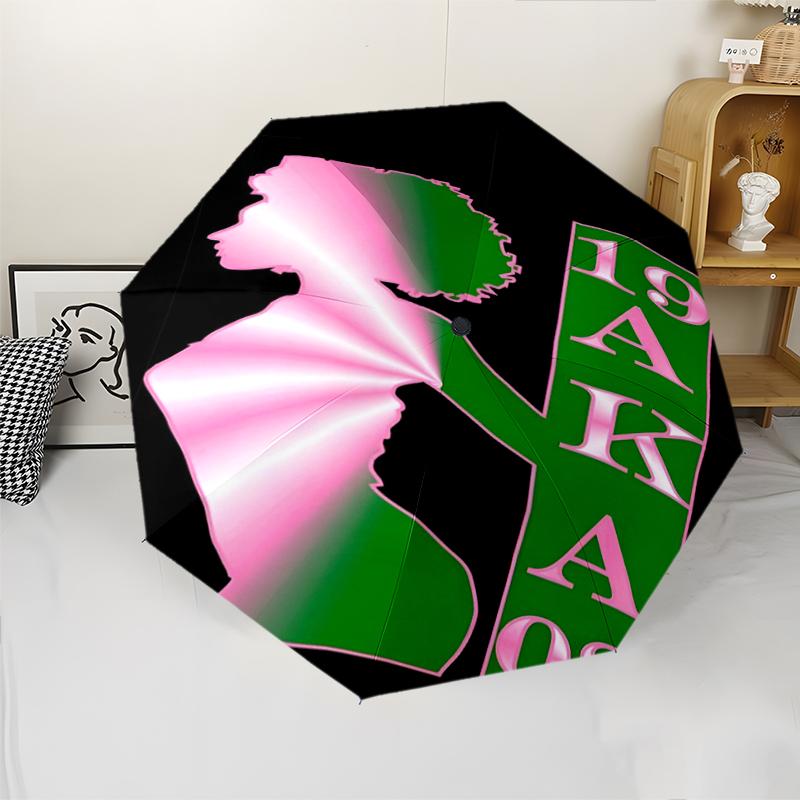 AKA Theme Automatic Umbrella, Lightweight & Portable, 8 Rib, Perfect for Outdoor Travel, Birthdays, Christmas, Gifts.