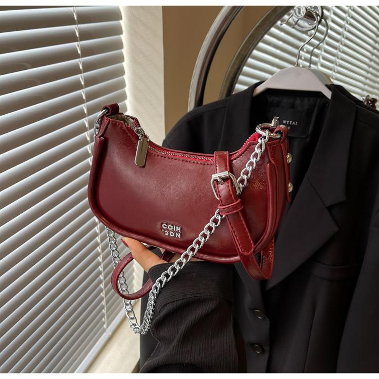 

Нишевая дизайнерская сумка женская новая модная летняя сумка-мессенджер с цепочкой на плечо под мышку бордовый