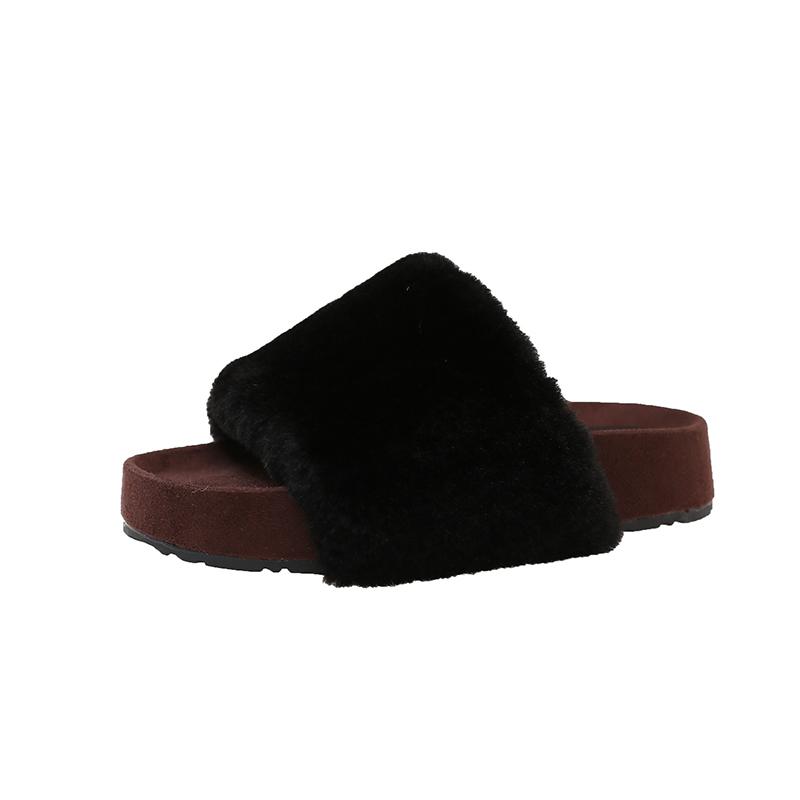 Women's Fashion Slippers Round Toe Platform Sole One-line Slippers Outdoor Fashion All-match Plus-size Casual Korean Style Shoes