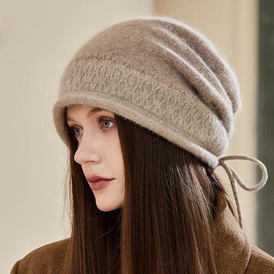 Wool Blended Headgear Autumn and Winter Women's Knitted Hat Thermal Ear Protection Hat Fashionable and Elegant Wool Hat