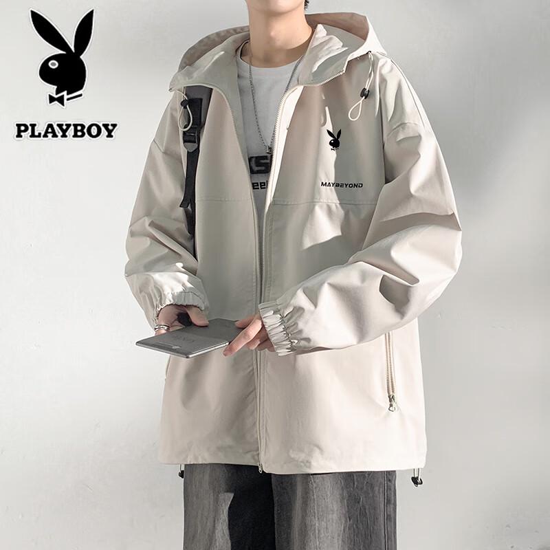 Playboy Men's Hooded Breathable Waterproof Casual Jacket