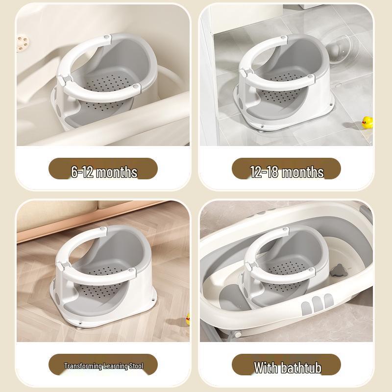 Sedile da Bagno per Neonati Chiuso: Sgabello per Sit-Up Antiscivolo per Neonati e Bambini Piccoli per un Bagnetto Sicuro