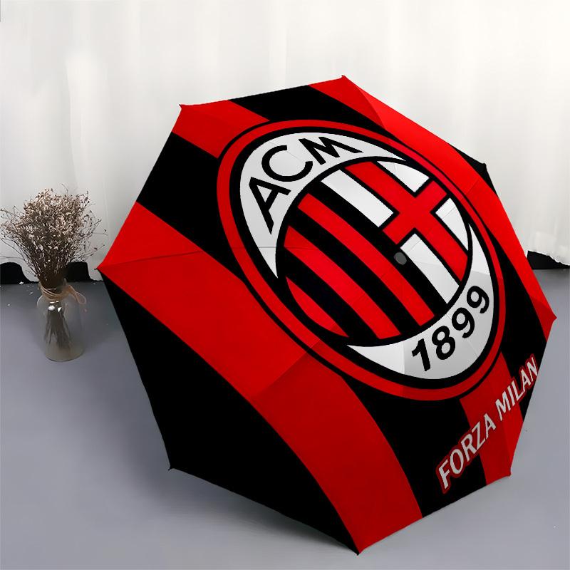 AC Milan, Forza Milan- Automatic Opening and Closing, 8-rib Structure Portable Umbrella, Suitable for Men and Women in All Seasons - Perfect