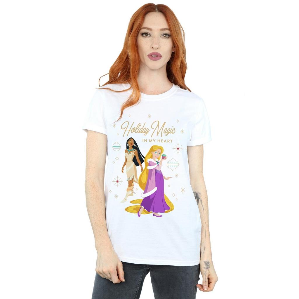 Disney Womens/Ladies Princess Holiday Magic In My Heart Cotton Boyfriend T-Shirt