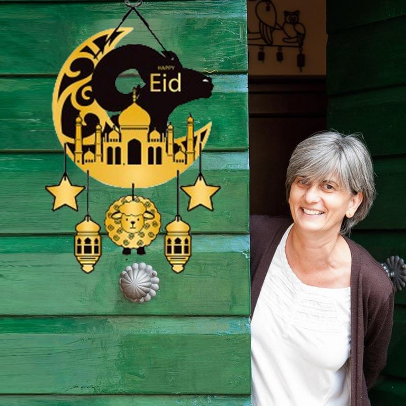 Eid Mubarak Door Plaque Hanging Ramadan Decoration 2025 Decoration DIYs Ramadan Party Supplies Islamic Home Decoration Sign