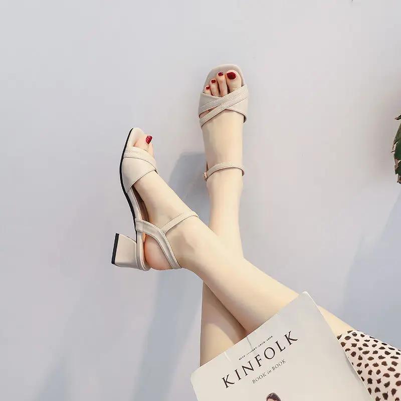 Pantofi de damă Toc gros cu bloc Sandale groase de zi cu zi Pentru femei Vară Confortabil Lux La vânzare En-gros Vrac Și Preț mic