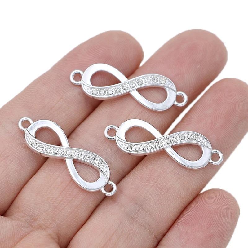 10Pcs Gold Plated Crystal Infinity Love Charm Connector For Jewelry Making Bracelet Diy Necklace Findings Accessories