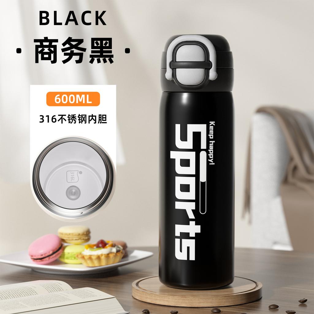 Water bottle Stainless steel vacuum thermos cup Boys and girls large capacity double drink bouncing water cup Outdoor cup
