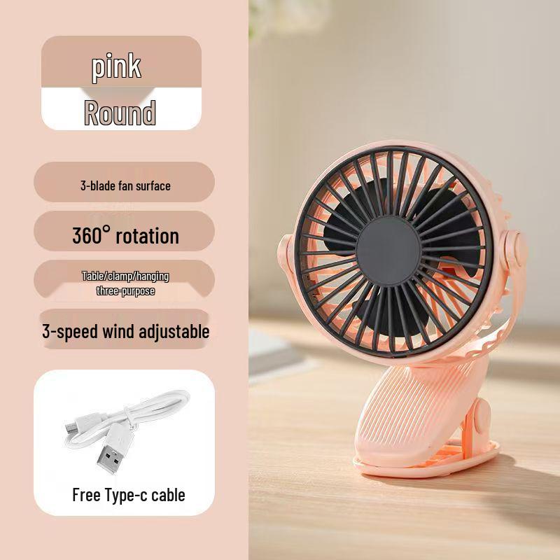 Compact USB-Powered Silent Desk Fan with Three Speeds and Clip Option for Students and Offices