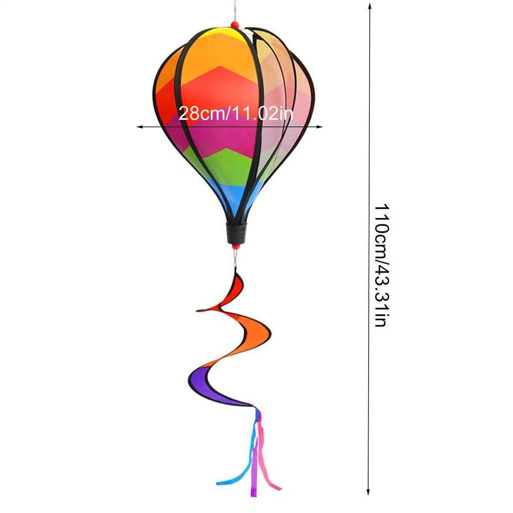 Hot Air Balloon Wind Spinners Rainbow Sequin Rotating Balloon Spinner Rainbow Balloon Pinwheel for House Garden Porch Yard