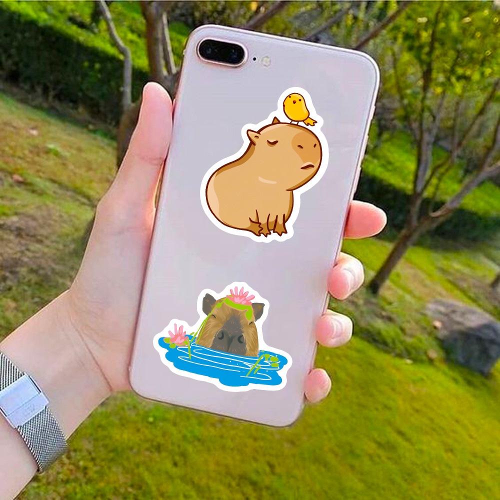 50Pcs Cute Capybara Stickers Notebook Laptop Phone Luggage Skateboard Car Bike Cartoon Brown Animals Sticker For Kids Toy
