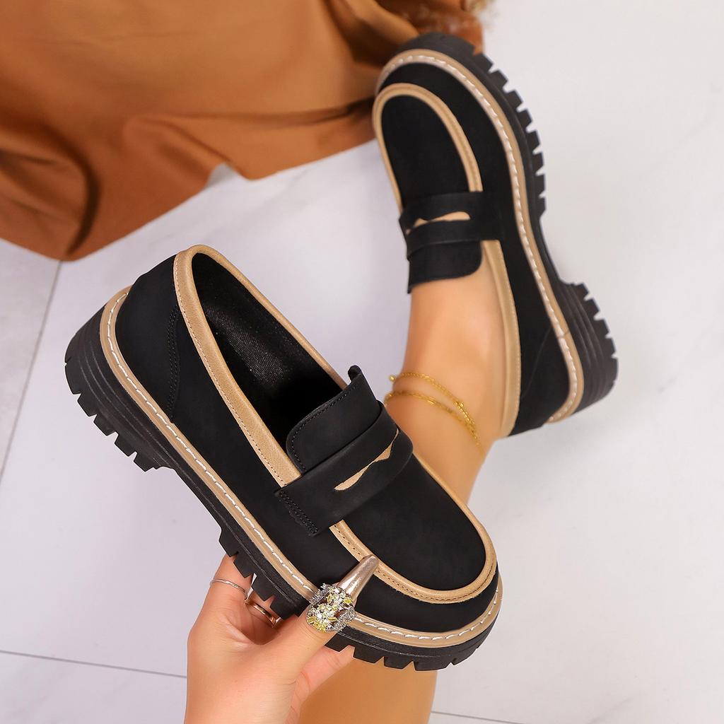 Fashion 2025 Bright Black women shoes Chunky Platform Loafers Women British Style Patent Leather Thick Sole Pumps Plus Size Lolita Shoes