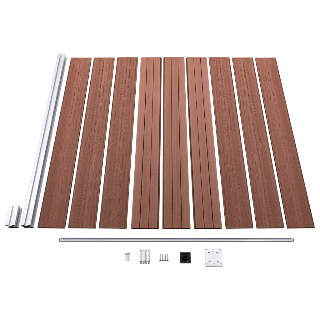 WPC Fence Set: 2 Square Panels + 1 Diagonal Panel 446 x 186 cm Brown