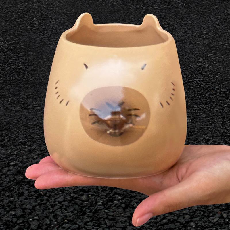 

Birthday present quirky kapibara mug About 500ml светло-коричневого