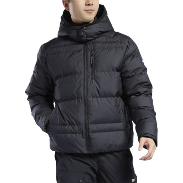 Reebok Down Jackets Men's Black Hooded Moderate Down Jacket GR8979