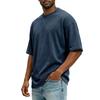 T-shirt da uomo in velluto a coste, vestibilità larga, girocollo, manica corta, top casual