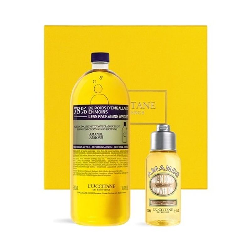 LOCCITANE Almond Shower Oil Refill 500ml Set (+ 75ml Shower Oil)