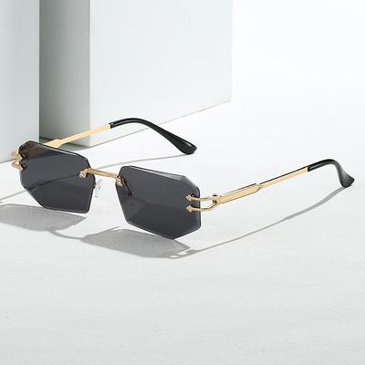 Occhiali da Sole alla Moda Quadrati Metallo Senza Montatura Irregolari Donna Uomo Dolce Lusso Marca Occhiali da Sole Semplici Tempo Libero Signora Uomo Occhiali UV400