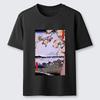 Japanischer Druck Kirschblüte und Fuji T-Shirt Unisex und Damen Sommer Baumwollkleidung Harajuku Mode Rundhals Kurzarm Oberteil