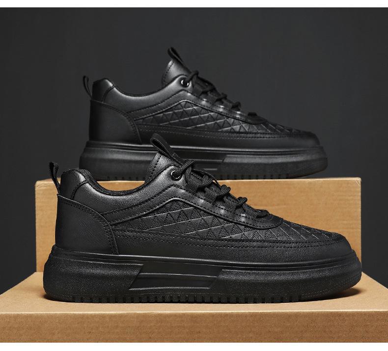 Spring Men's Breathable White Korean-Style Trendy Thick-Soled Casual Skate Shoes