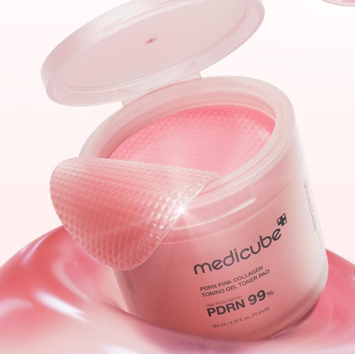 MEDICUBE PDRN Pink Collagen Gel Toner Pads 70 Sheets - Hydrating & Firming K-Beauty