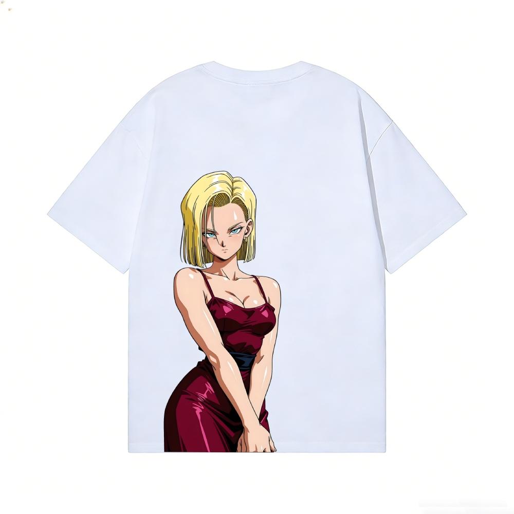 Dragon Ball Android 18 Back Art Cotton Tee High-quality Streetwear Is Suitable for Both Men and Women Summer T-shirts