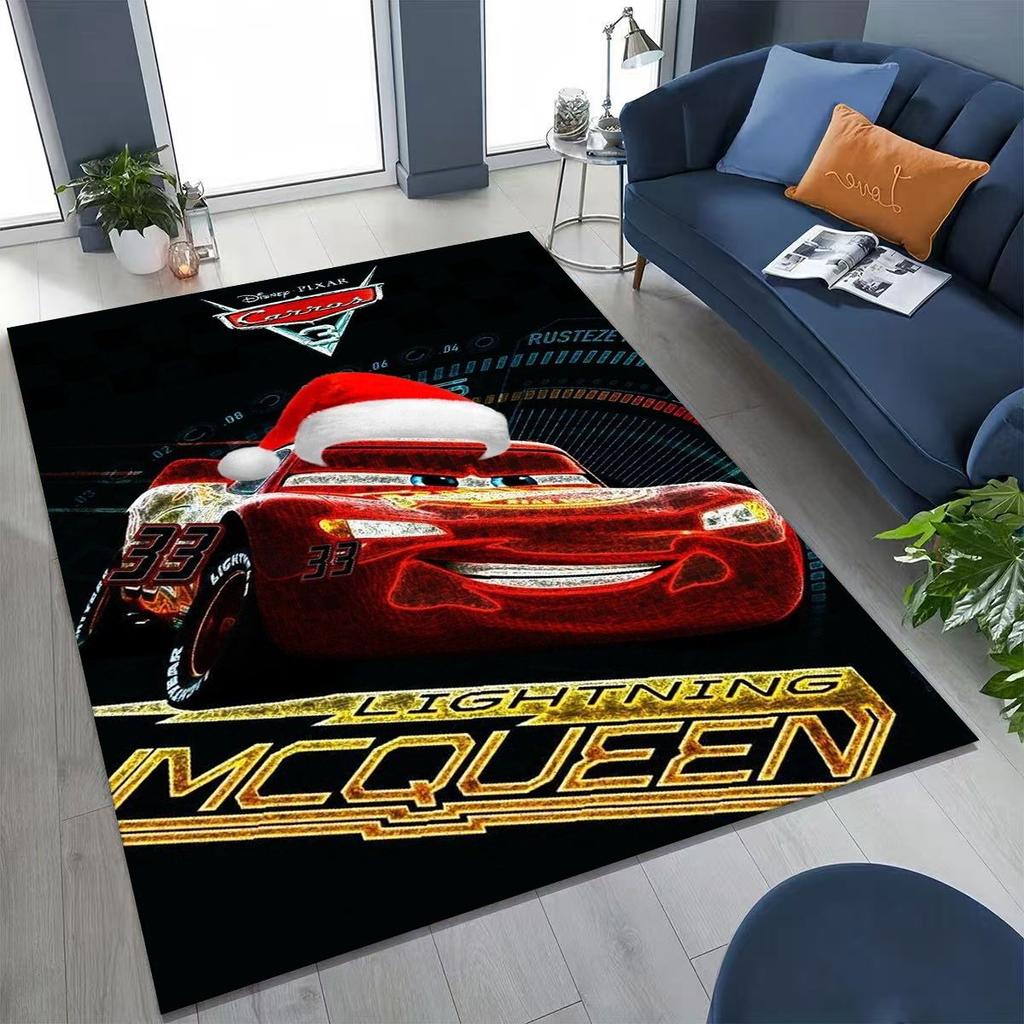 3D Lightning McQueen Cars Cartoon Rug for Bedroom Living Room Sofa Home Doormat Decor, Large Kids Play Non-slip Floor Mat Gift
